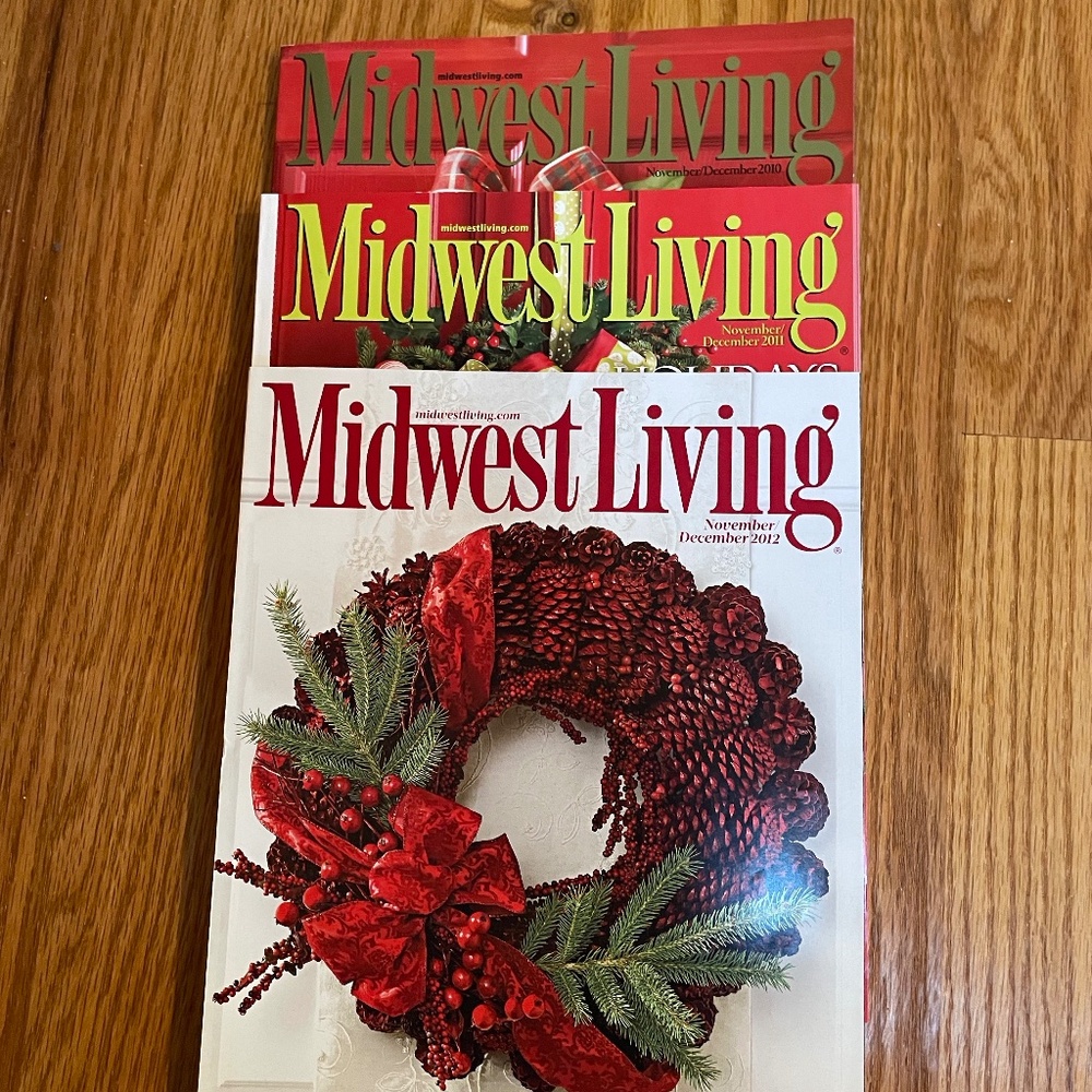 Midwest Living holiday/December magazines 2010, 2011, 2012